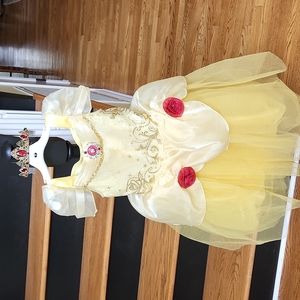 Disney Yellow Princess Belle Dress with Red Rose Accents